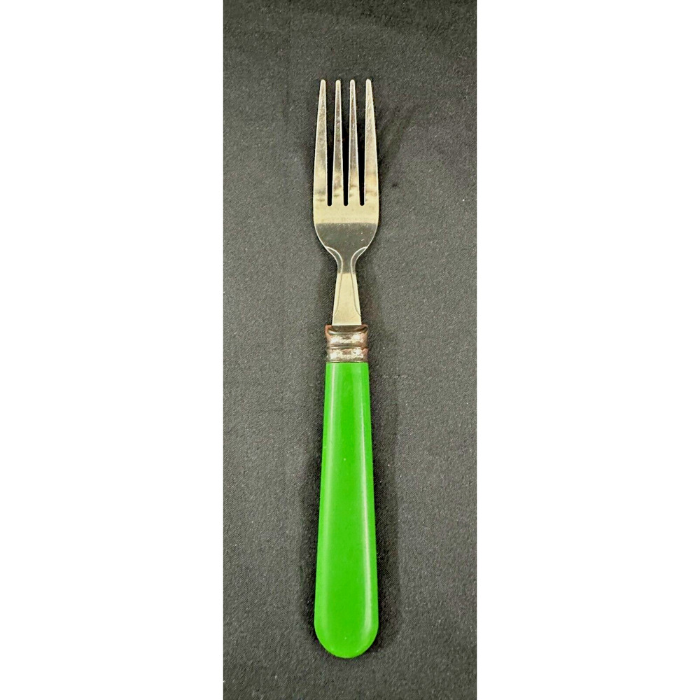 Gibson Vintage Stainless Green Handle Poinsettia-Christmas Charm Fork-Rare!